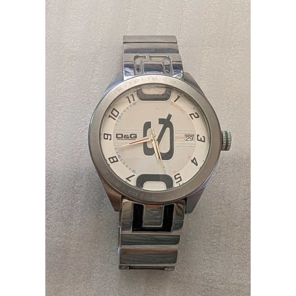 DOLCE & GABBANA DW0318 1187 Date Bangle Watch, White, Men's